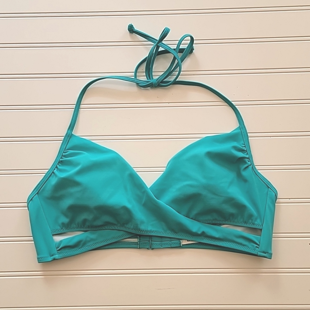 Victoria's Secret PINK Bikini Wrap Top size Large Aqua Turquoise